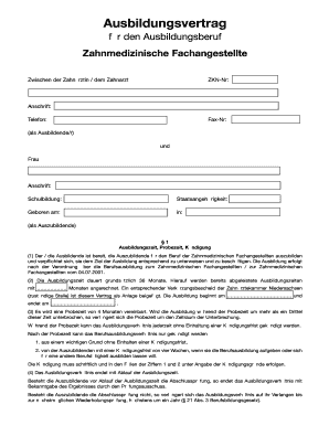 Zkn Ausbildungsvertrag PDF  Form