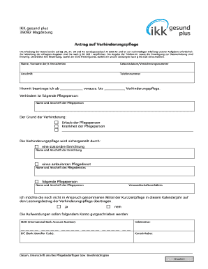 Abrechnung Verhinderungspflege Ikk PDF  Form