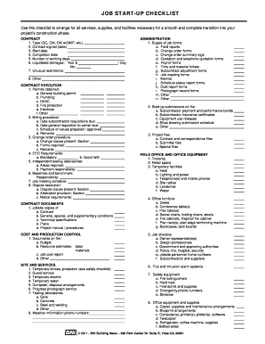 Construction Job Checklist  Form