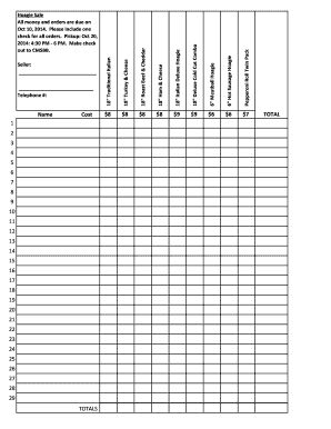  Hoagie Sale Order Form CMS Band Boosters Cmsbb 2014
