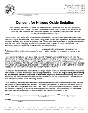 Consent for Nitrous Oxide Sedation Periodontics LTD  Form