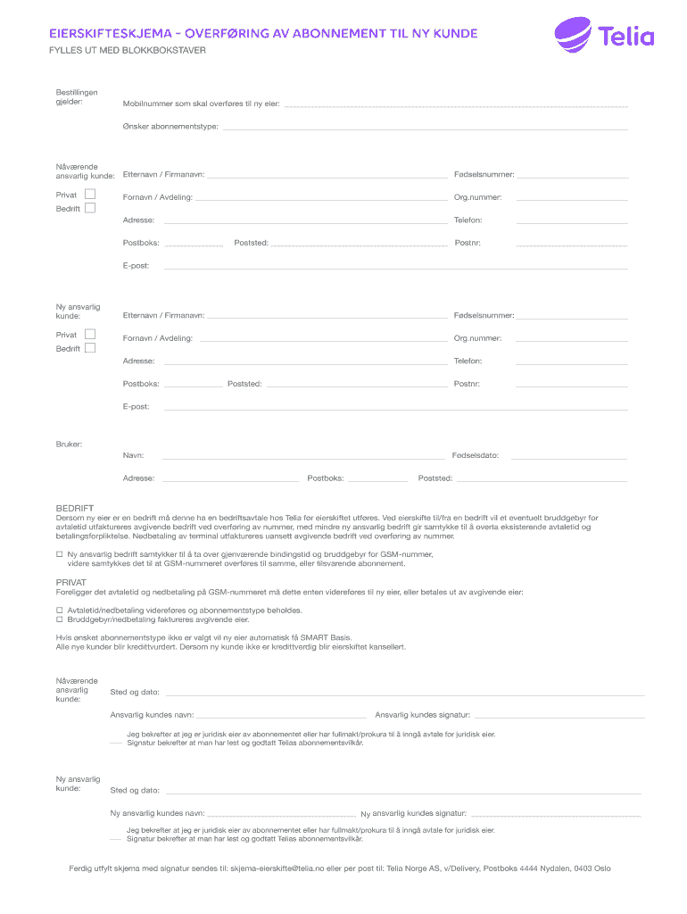 Eierskifteskjema  Form