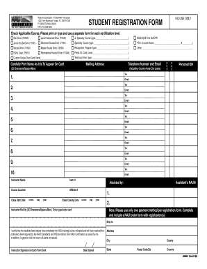 Student Registration Form NAUI National Association of