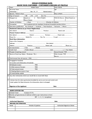 Iob Kyc Form