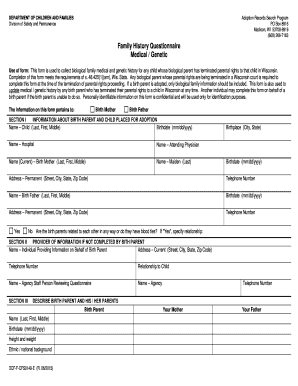  Family Questionnaire Medical 2015-2024