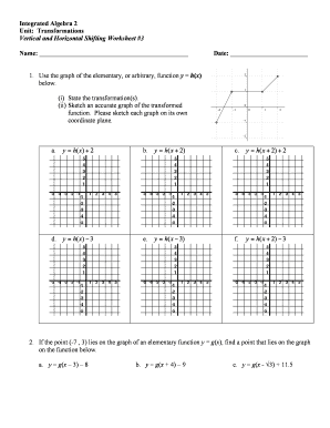 Vertical and Horizontal Shifts Worksheet  Form