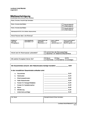 Mietbescheinigung Vorlage  Form