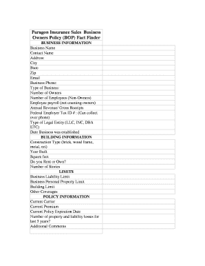 BOP Fact Finder Individual ISU Paragon  Form