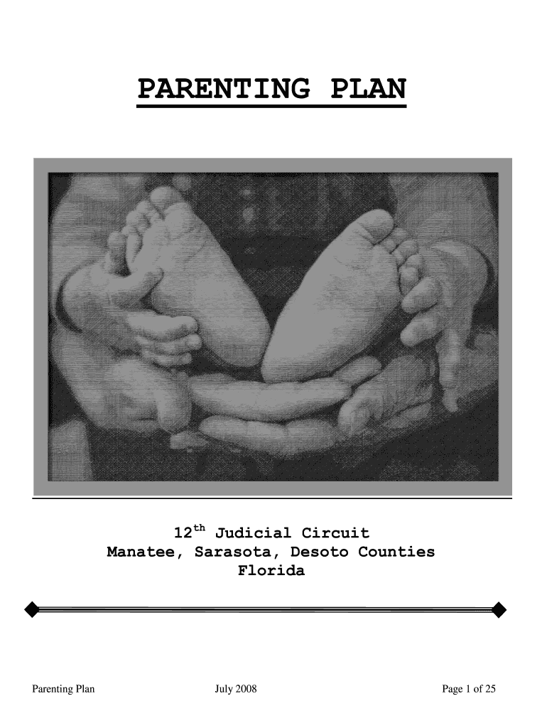  PARENTING PLAN 12th Judicial Circuit Manatee, Sarasota, Desoto Counties Florida Parenting Plan July Page 1 of 25 in the CIR 2008-2024