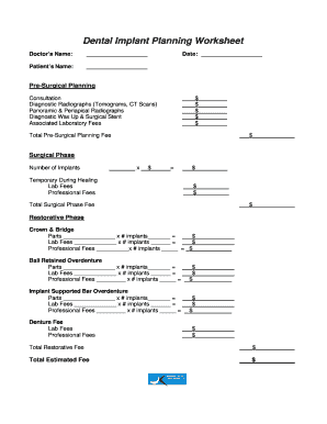 Dental Implant Planning Worksheet Klausz Dental Laboratories Ltd  Form
