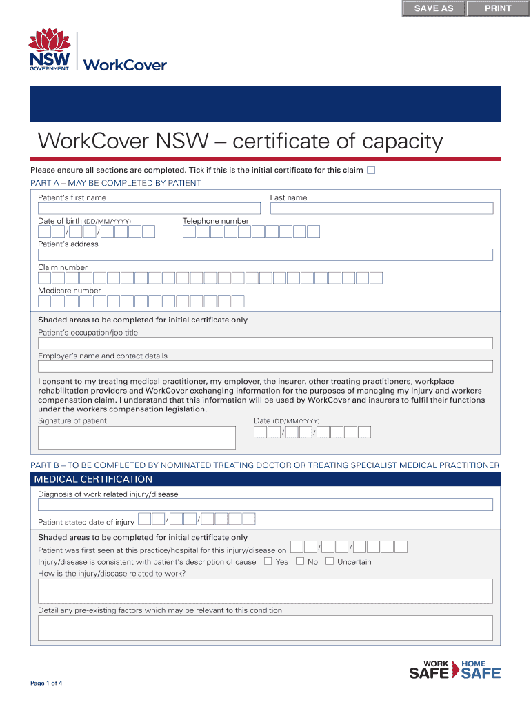 Certificate of Capacity Nsw  Form