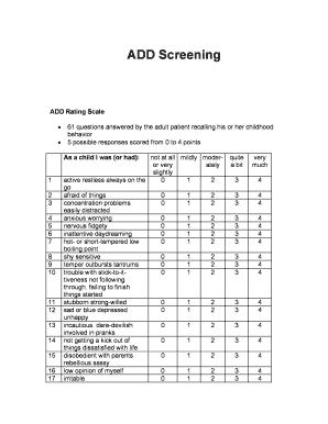 Wender Utah Rating Scale PDF  Form