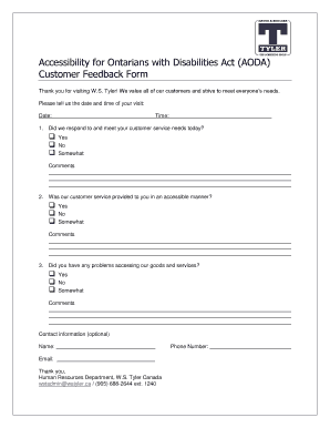 AODA Customer Feedback Form Haver Boecker Canada Wstyler