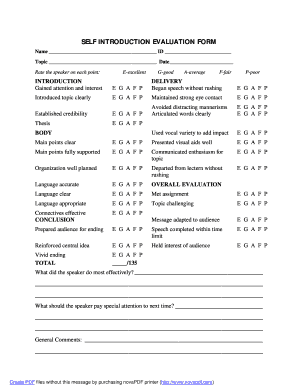 Self Introduction  Form