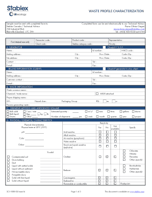 WASTE PROFILE CHARACTERIZATION Bstablexbbcomb  Form