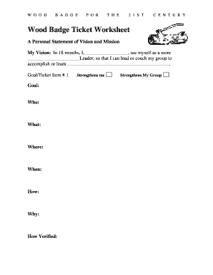 Wood Badge Ticket Worksheet  Form