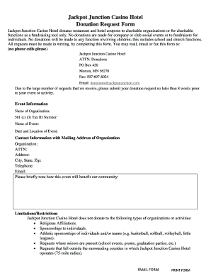 Jackpot Junction Donation Requst  Form