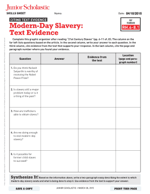 Junior Scholastic Modern Day Slavery  Form