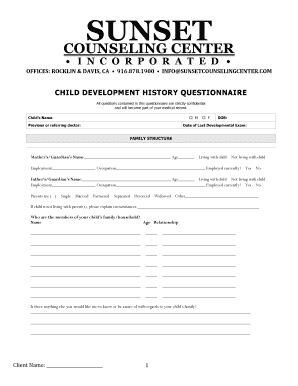 Sunset Counseling Center  Form