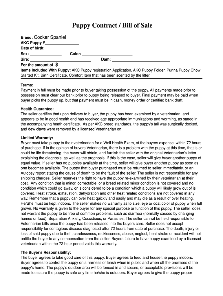 Puppy Sale Contract Template from www.signnow.com