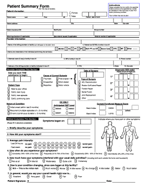 Patient Summary Form Bconsciouschirobbcomb