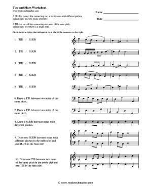 Ties and Slurs Worksheet  Form