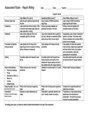 Rubric for Report  Form