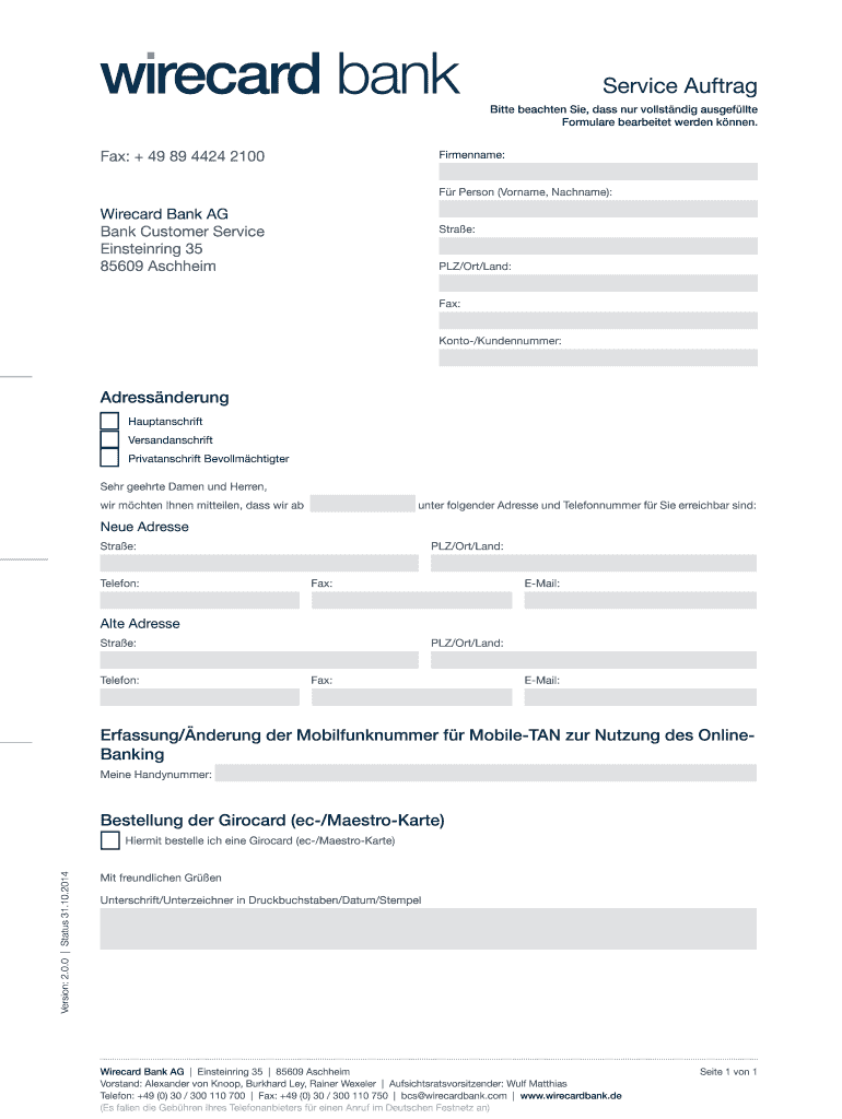  Adressnderung WIRECARD BANK Startseite 2014