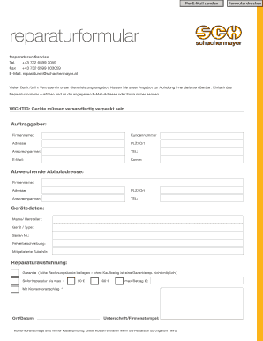 Reparatur Formular