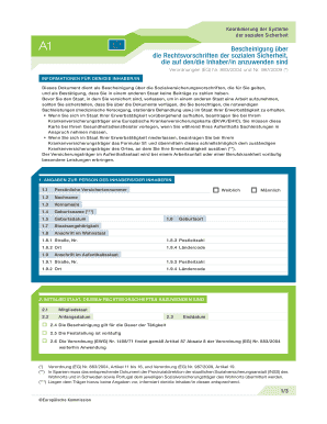 Koordinierung Der Systeme Der Sozialen Sicherheit A1  Form