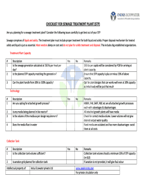 Sewage Treatment Plant Checklist  Form