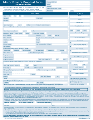 Motor Finance Proposal Form