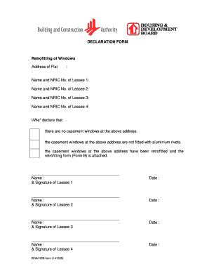 Declaration Form for Retrofitting of Windows