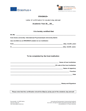 Erasmus Confirmation Letter  Form