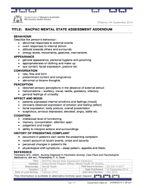 Bacpac Mental Health Assessment  Form