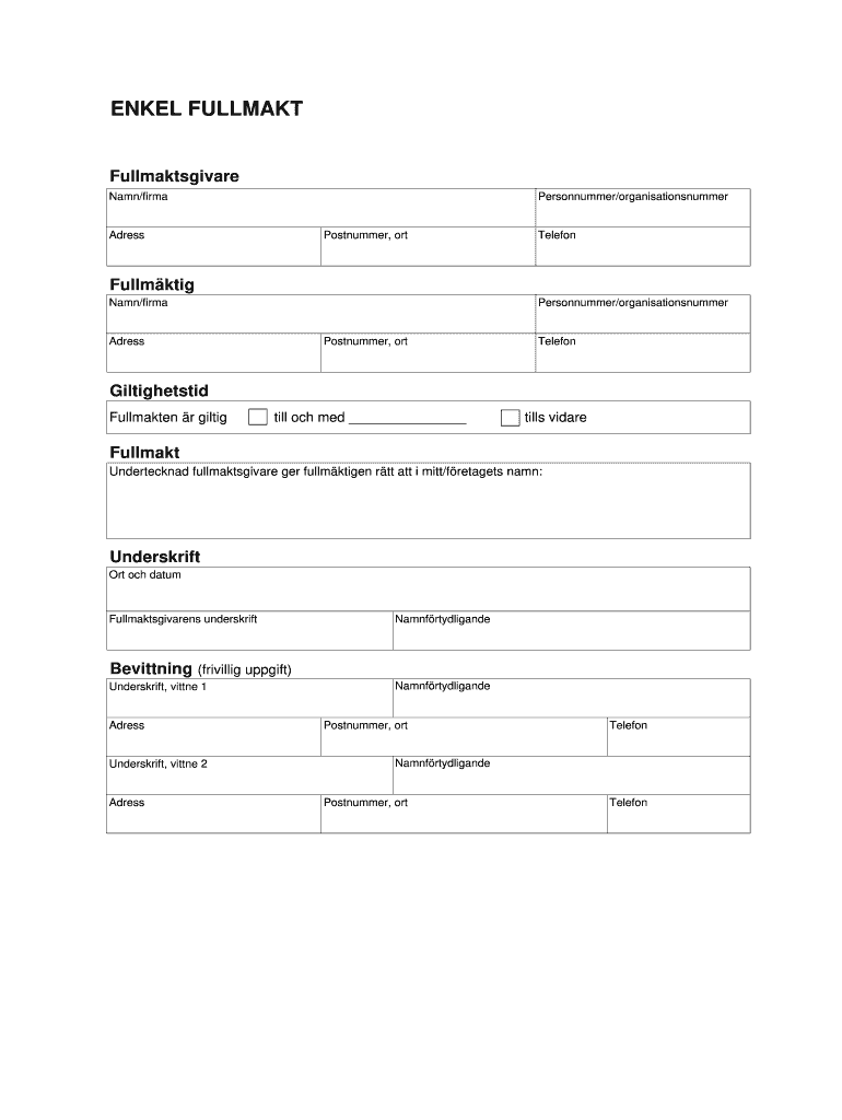 How To Write Fullmakt Form Fill Out And Sign Printable PDF Template 