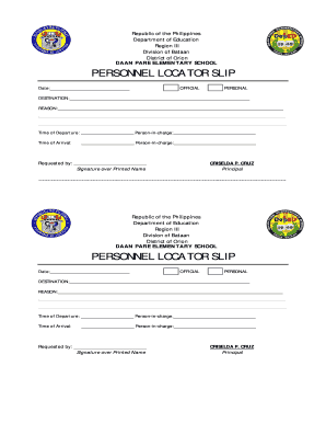 Locator Slip Deped Editable  Form