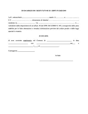 Autocertificazione Matrimonio  Form