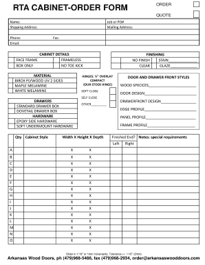  RTA CABINET ORDER FORM ORDER Arkansaswooddoorscom 2016-2024