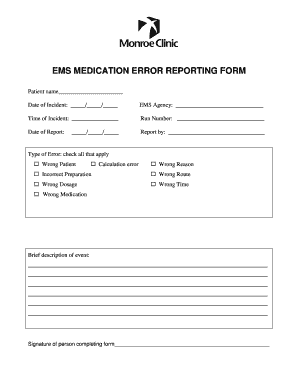 Medication Error Form Template