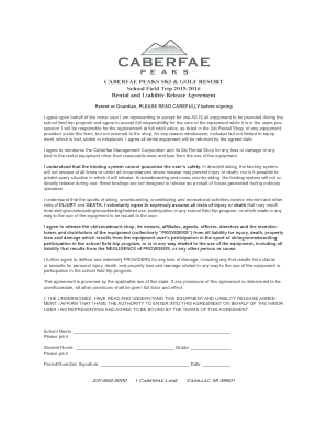 Caberfae Peaks Rental Form and Liability Waiver Stjohnbridgewater