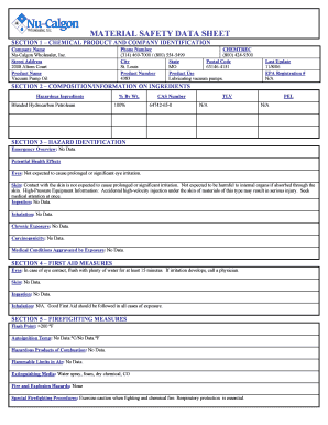 Safety Data Sheet Template PDF  Form