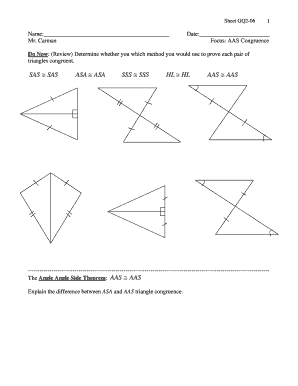 Sss Sas Asa Aas Hl Worksheet PDF  Form