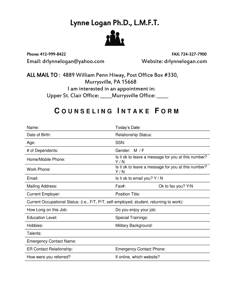 COUNSELING INTAKE FORM
