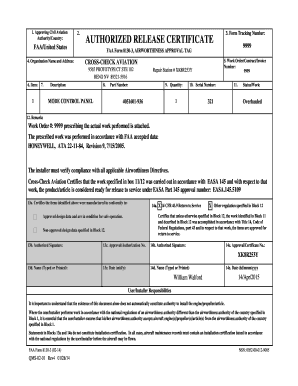 FAA Form 8130 3 AIRWORTHINESS APPROVAL TAG