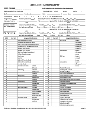 ARIZONA SCHOOL HEALTH ANNUAL REPORT Chip Az  Form