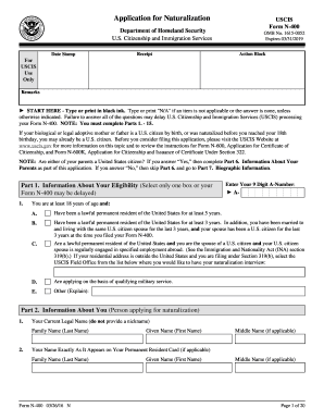 Application for Naturalization  Form