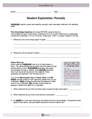 Porosity Gizmo Answer Key  Form