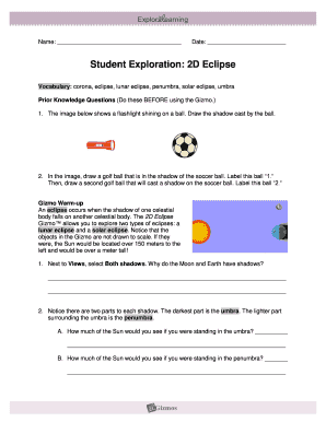 2d Eclipse Gizmo Answer Key  Form