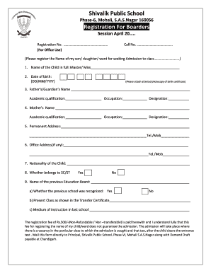Hostel Form PDF